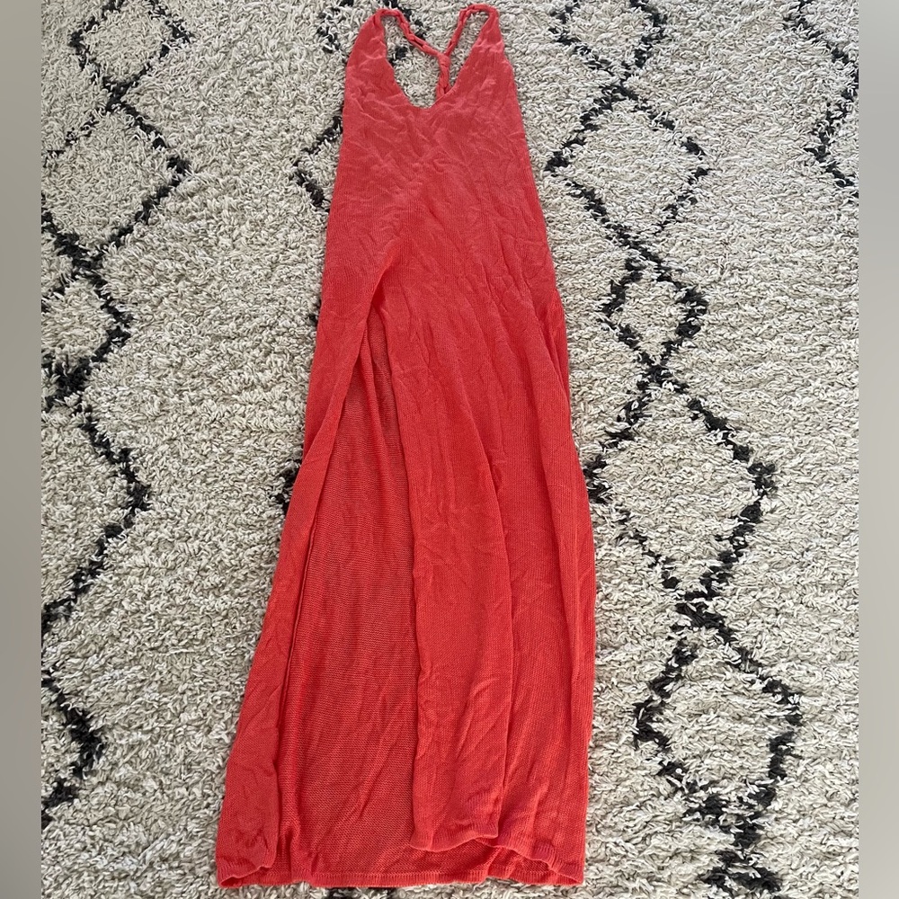 Chic Sleeveless Coral Maxi Dress - Picture 3 of 5